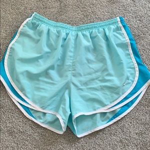 Nike Dry-Fit light and dark blue shorts